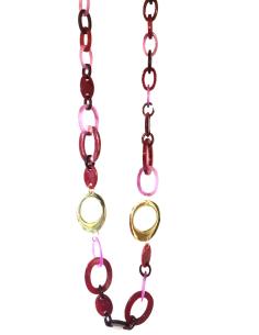 COLLAR LARGOS DE CAREY SINTETICO ESLABONES IRREGULARES Y DORADO