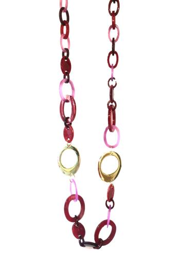 COLLAR LARGOS DE CAREY SINTETICO ESLABONES IRREGULARES Y DORADO