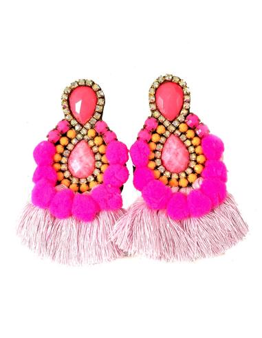 PENDIENTES DE MODA CON FLECOS Y POMPONES IDEALES PARA IR DE BLANCO
