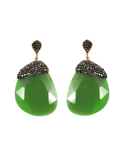 PENDIENTES LARGOS VERDE MANZANA DE PIEDRA