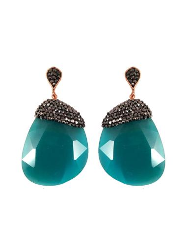 PENDIENTES LARGOS AZULES DE PIEDRA