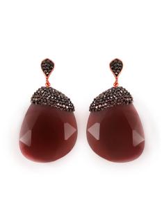 PENDIENTES LARGOS MARRONES DE PIEDRA