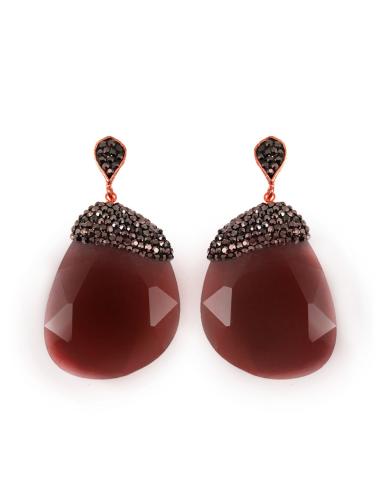 PENDIENTES LARGOS MARRONES DE PIEDRA