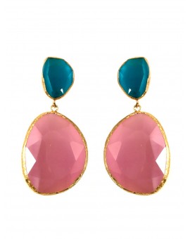 LARGOS PENDIENTES PARA BODAS FUCSIA Y AZUL CLARO