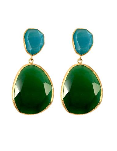 LARGOS PENDIENTES PARA BODAS VERDES Y AZULES
