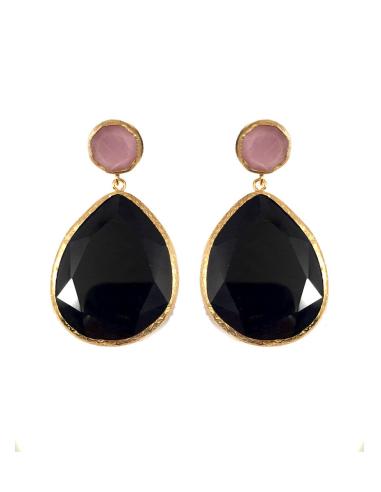 LARGOS PENDIENTES PARA BODAS AZUL MARINO Y ROSA