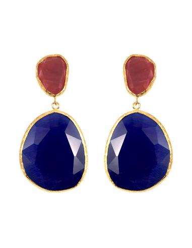 LARGOS PENDIENTES PARA BODAS AZULON Y ROSA