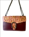 BOLSOS ORIGINALES DE PIEL EN GRANATE CON SOLAPA DE COCDRILO