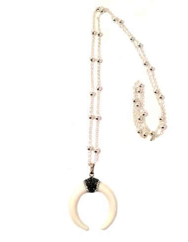 COLLARES LARGOS ESTILO ETNICOS CON COLMILLO BLANCO, COLLARES MODA TENDENCIA