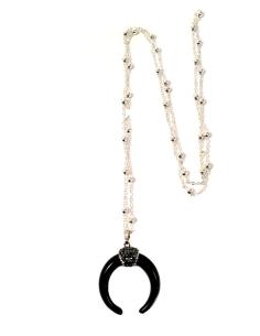 COLLARES LARGOS ESTILO ETNICOS CON COLMILLO NEGRO, COLLARES MODA TENDENCIA