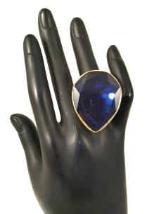ANILLOS GRANDES DE PIEDRAS, OJO DE GATO COLOR AZUL MARINO