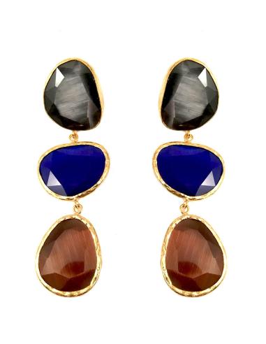 PENDIENTES LARGOS DE PIEDRAS IDEALES PARA BODAS Y FIESTAS PENDIENTE TRICOLOR