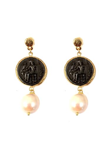 BISUTERIA FINA, ORIGINALES PENDIENTES DE MONEDA ANTIGUA