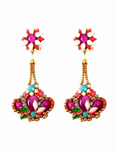 PENDIENTES LARGOS DE DISEÑO CORONA ESMALTE