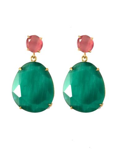PENDIENTES DE PIEDRA COLOR VERDE ESMERALDA