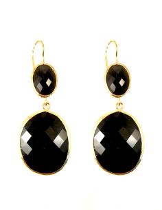 PENDIENTES LARGOS DE PIEDRA NATURAL NEGROS