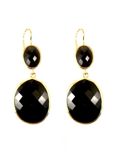PENDIENTES LARGOS DE PIEDRA NATURAL NEGROS