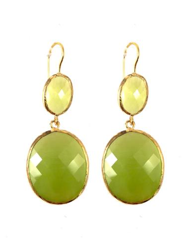 PENDIENTES LARGOS DE PIEDRA NATURAL VERDE MANZANA