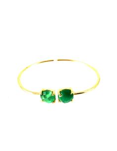 PULSERA  DE BISUTERIA ARO FINO CON PIEDRAS VERDES