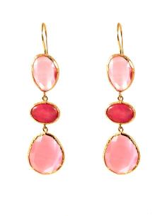 PENDIENTES LARGOS EN COLOR ROSA DE PIEDRAS