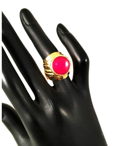 ANILLOS PIEDRAS FUCSIAS, MONTURA ANCHA