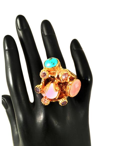 ANILLOS PIEDRAS ROSAS DE BISUTERIA CON DISEÑO ESPECTACULAR