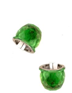 ANILLOS DE ACERO CON CRISTAL DE COLOR VERDE MANZAN