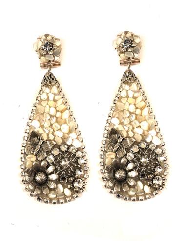 PENDIENTES LARGOS EN NACAR BLANCO IDEALES PARA NOVIA