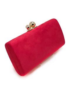 ORIGINALES BOLSOS DE FIESTA ROJOS , CON CIERRE DOBLE BOLA EN DORADO