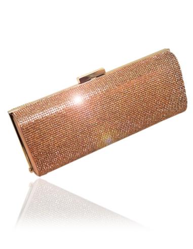 ELEGANTES BOLSOS DE BODA, DECORADOS CON CRISTAL EN ORO ROSA