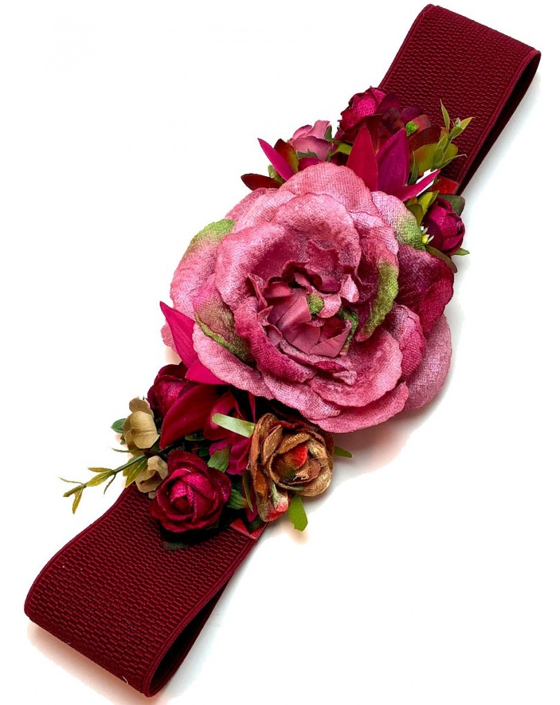 notificación Renacimiento Interprete cinturones de mujer para vestido de fiesta. Fajin con flores fucsia
