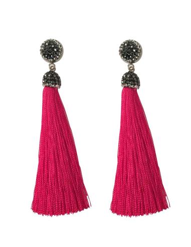 PENDIENTES LARGOS TENDENCIA POM-PON ROJO