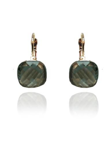 PENDIENTES DE BISUTERIA DORADA CON CRISTAL GRIS