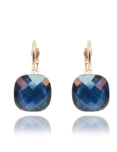 PENDIENTES DE BISUTERIA DORADA CON CRISTAL AZUL MARINO