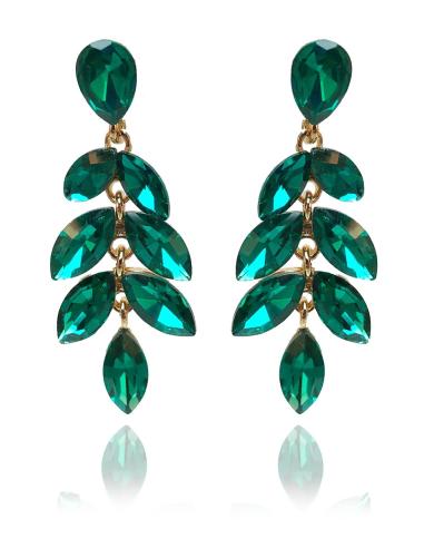 PENDIENTES VERDES PARA MUJER CON FINO DISEÑO DE CASCADA DE HOJITAS