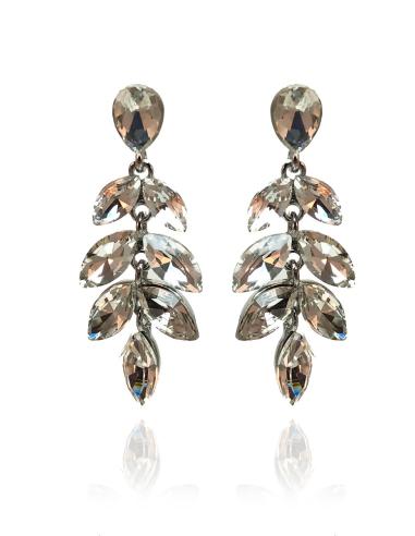 PENDIENTES EN CRISTAL PARA MUJER CON FINO DISEÑO DE CASCADA DE HOJITAS