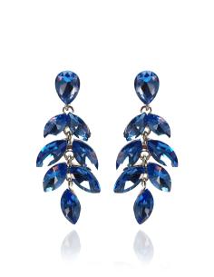 PENDIENTES AZULES PARA MUJER CON FINO DISEÑO DE CASCADA DE HOJITAS