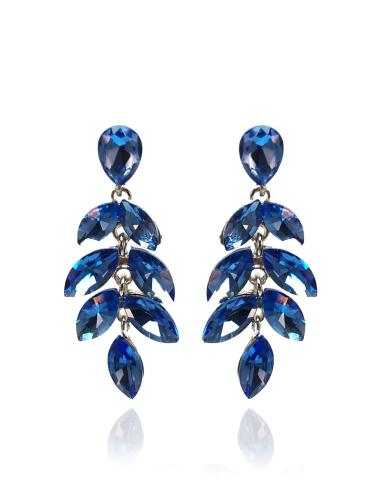 PENDIENTES AZULES PARA MUJER CON FINO DISEÑO DE CASCADA DE HOJITAS
