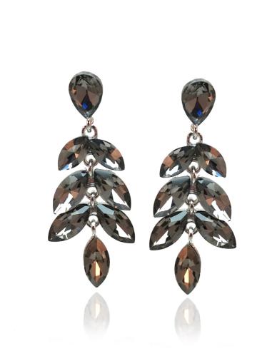 PENDIENTES GRISES PARA MUJER CON FINO DISEÑO DE CASCADA DE HOJITAS