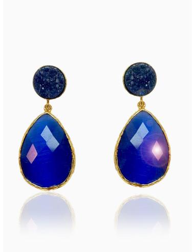 PENDIENTES PARA MUJER DE PIEDRA NATURAL EN AZULON PARA LUCIR CON  TU LOOK
