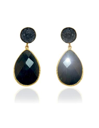 PENDIENTES PARA MUJER DE PIEDRA NATURAL EN NEGRO PARA LUCIR CON  TU LOOK