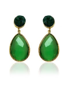 PENDIENTES PARA MUJER DE PIEDRA NATURAL EN VERDE PARA LUCIR CON  TU LOOK