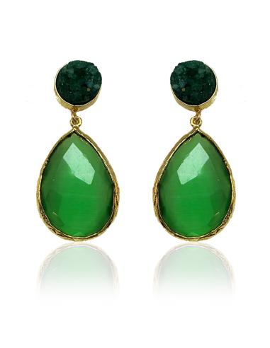 PENDIENTES PARA MUJER DE PIEDRA NATURAL EN VERDE PARA LUCIR CON  TU LOOK