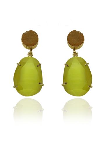 PENDIENTES PARA MUJER DE PIEDRA NATURAL EN AMARILLO PARA LUCIR CON  TU LOOK