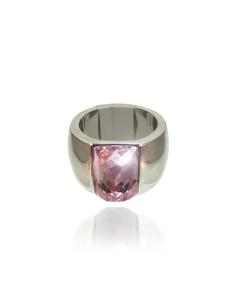 ORIGINALES ANILLOS CUARZO ROSA DE CRISTAL Y ACERO