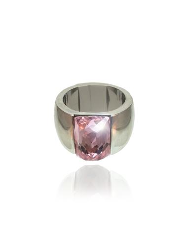 ORIGINALES ANILLOS CUARZO ROSA DE CRISTAL Y ACERO