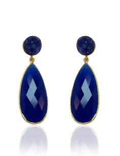 PENDIENTES MUJER AZULONES CON PIEDRAS NATURALES