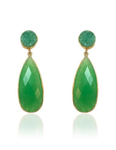 PENDIENTES PARA MUJER VERDES CON PIEDRAS NATURALES