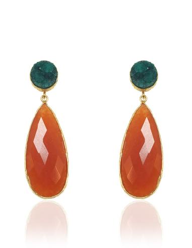 PENDIENTES MUJER NARANJAS CON PIEDRAS NATURALES