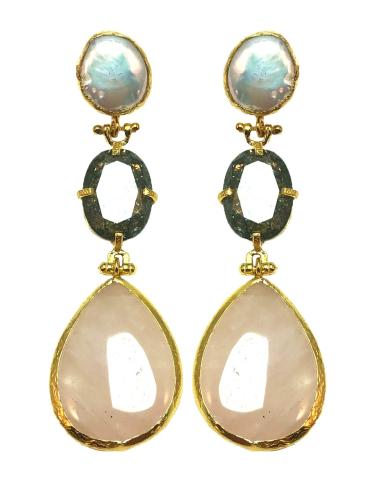 PENDIENTES LARGOS ROSAS PARA BODAS, EXQUISITO DISEÑO PARA LLEVAR CON TU VESTIDO